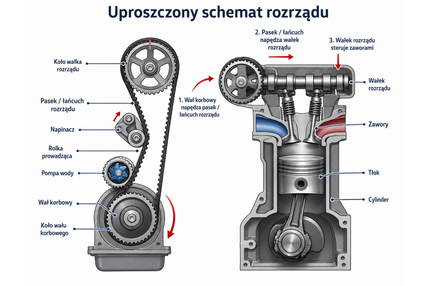 budowa rozrządu - uproszczony schemat