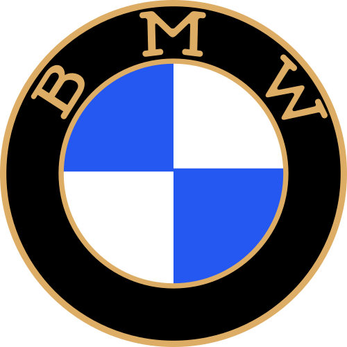 logo BMW - historyczna wersja ze złotymi literami i obwódką